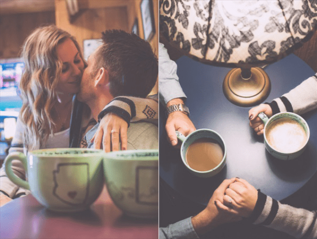 Extremely cozy coffee shop engagement session  2