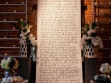 a handwriting backdrop with your favorite quotes or texts is a very chic and cool idea