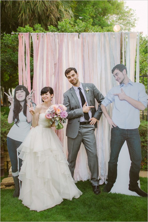 pastel ribbons and fabric strips will make up a simple and cool backdrop for posing and taking pics
