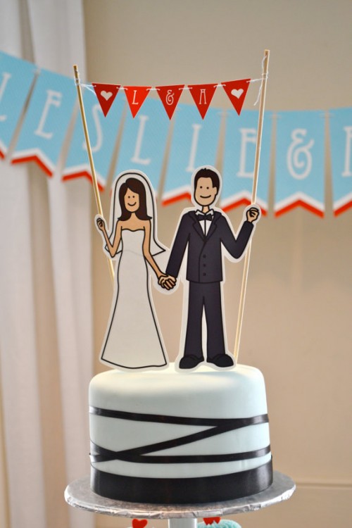 Funny Illustrated Wedding Cake Topper