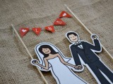 Funny Illustrated Wedding Cake Topper