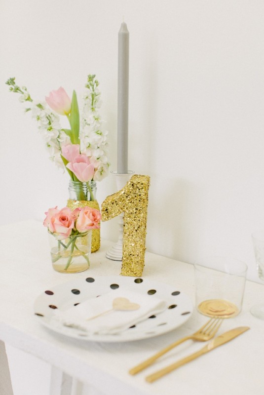 Glam Diy Gold Glittery Wedding Table Number