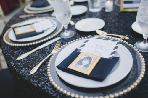 Glamorous Black And White With Pops Of Gold Wedding Inspiration