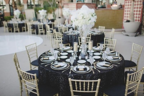 Glamorous Black And White With Pops Of Gold Wedding Inspiration
