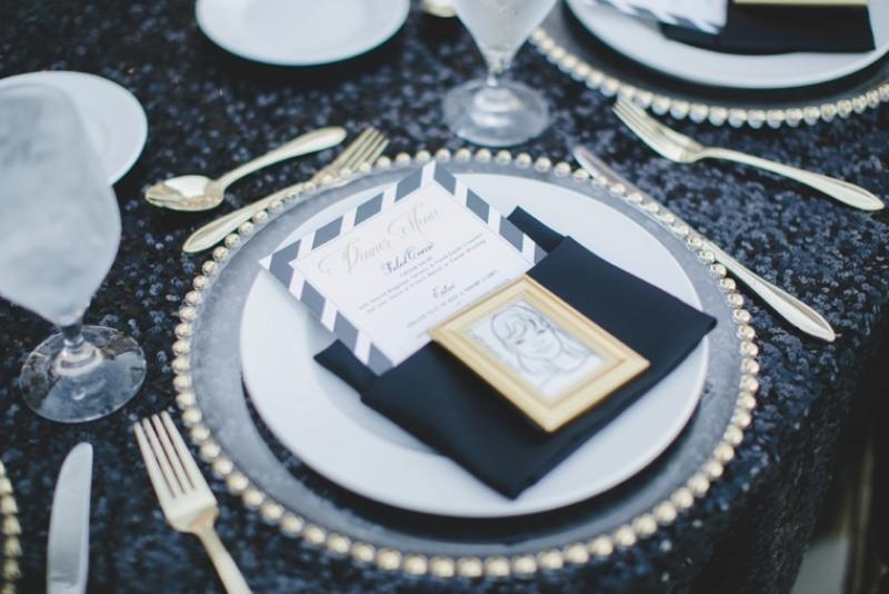 Glamorous black and white with pops of gold wedding inspiration  18