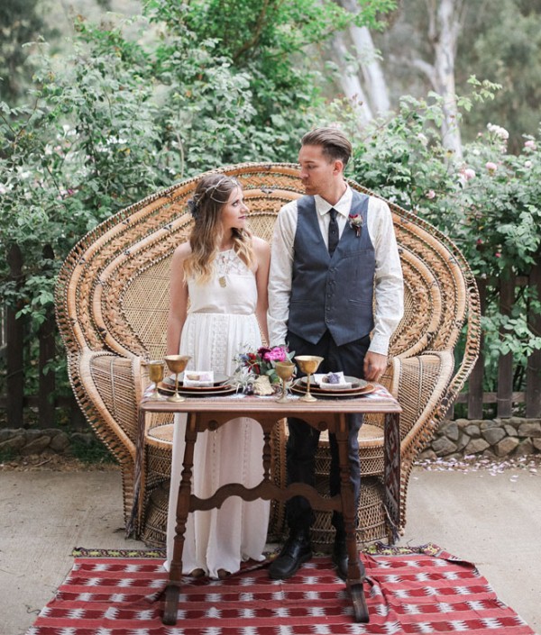 Picture Of gorgeous 1970s bohemian wedding inspiration in marsala tones  1