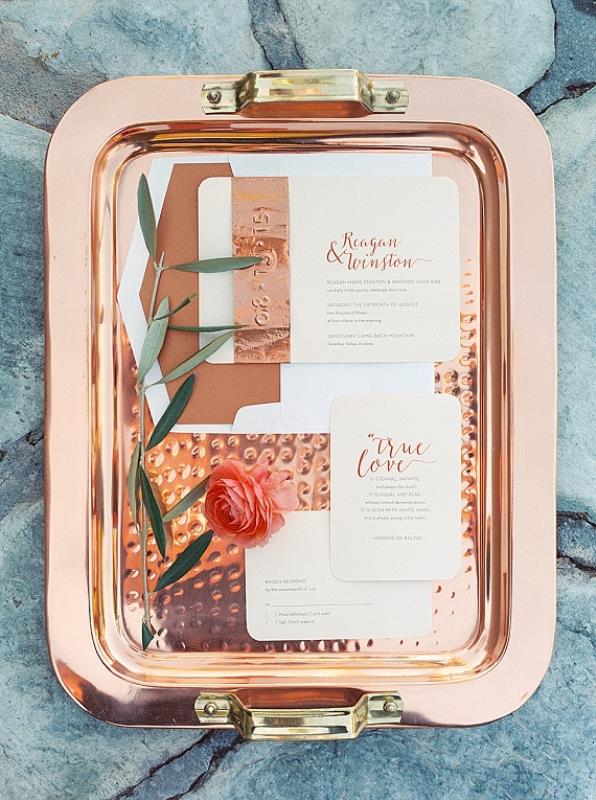 Gorgeous copper and coral outdoor wedding inspiration  5