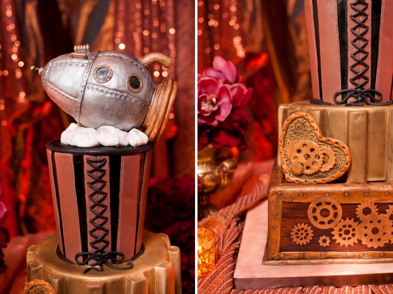 Gorgeous Red And Copper Steampunk Wedding Inspiration