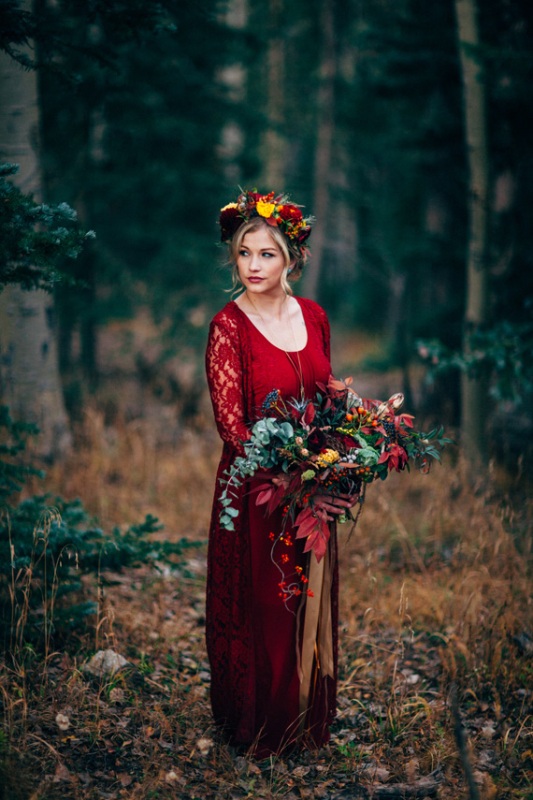 Picture Of gorgeous rich red fall bridal session  6