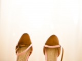 pink shoes with open toes and embellishments plus ankle straps add vintage chic and romance to the look