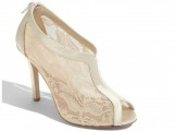 ivory lace peep toe booties look very chic and are a modern take on vintage booties