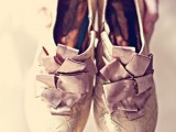 vintage metallic shoes with fabric ribbons for detailing look refined and vintage