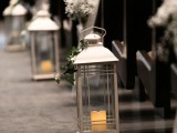 candle lanterns and baby’s breath will accent your wedding aisle in an elegant way and make it chic