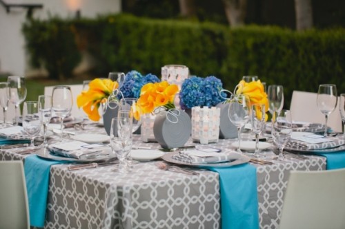 Grey And Blue With Pops Of Yellow Wedding Decor Inspiration