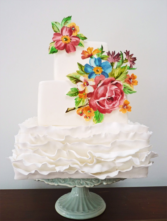 Hand painted wedding cakes by nevie pie cakes  2