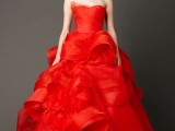 a fantastic modern hot red wedding ballgown, with a strapless bodice and layered ruffle skirt is a gorgeous idea for a modern wedding