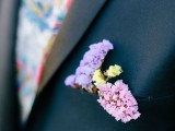 a chic black suit, a bold floral tie and delicate pastel blooms is a super bold and catchy combo for a wedding with a bright color scheme