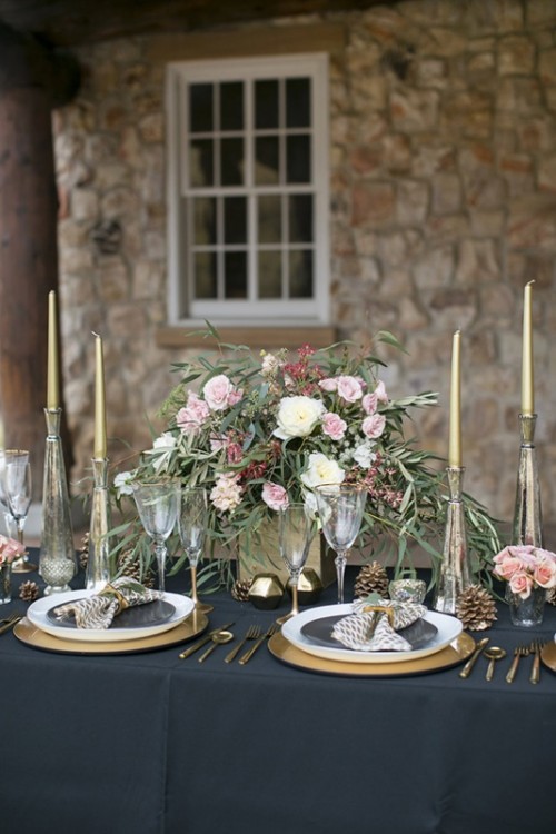 Intimate And Elegant Black And Gold Wedding Inspiration