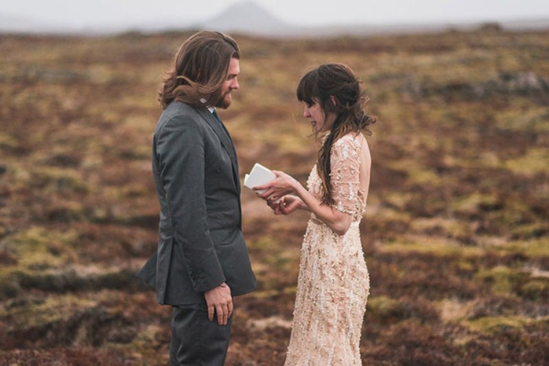 Picture Of intimate vow exchange on iceland honeymoon  23