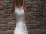 a romantic lace mermaid wedding dress with an open back, thick straps, a small train is a veyr sexy and fresh idea