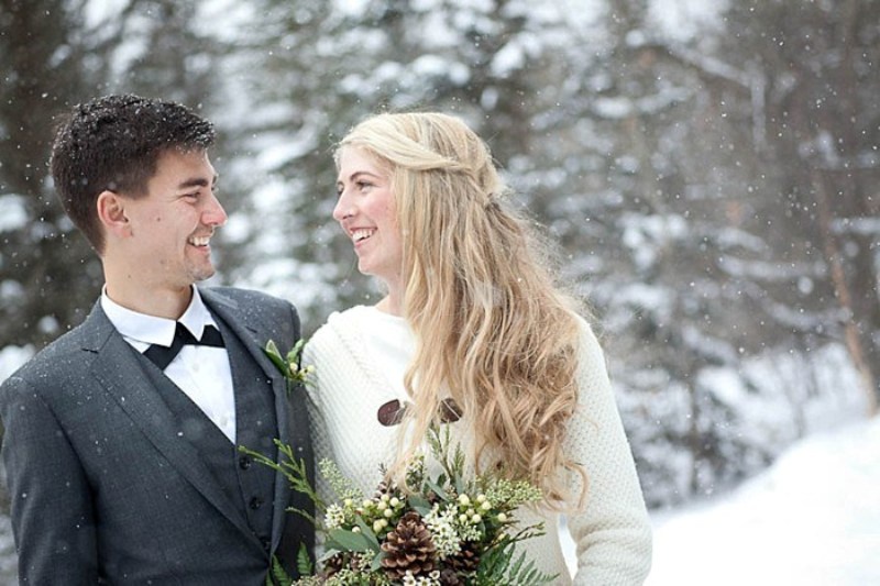 Picture Of lake louise ski resort winter wedding with woodland details  12
