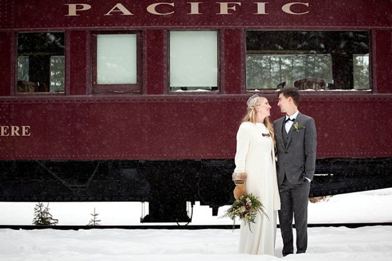 Picture Of lake louise ski resort winter wedding with woodland details  21