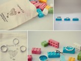 Lego parts as wedding favors and for styling your wedding rings for pretty pics