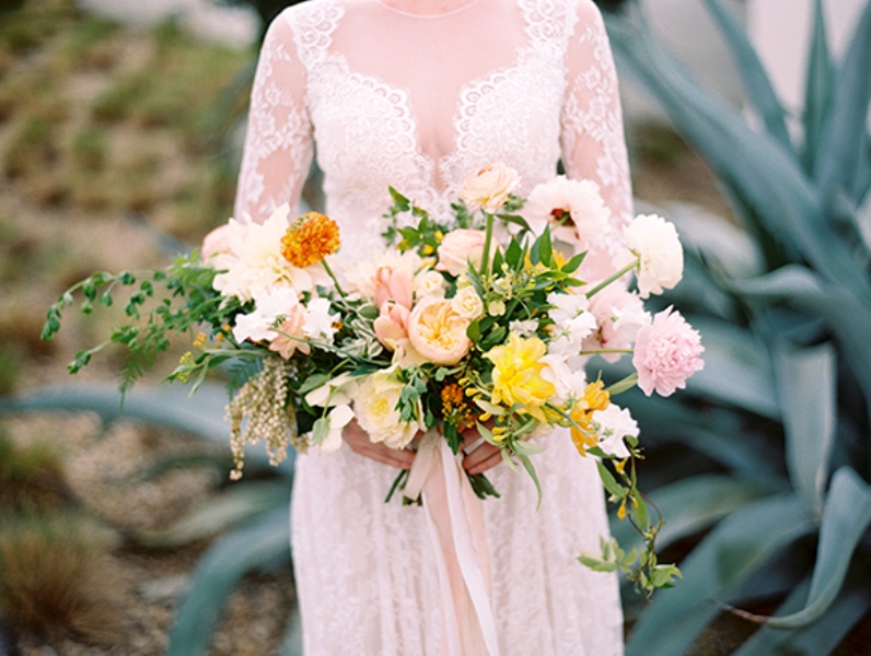 Picture Of lovely peach and yellow wedding inspiration  1