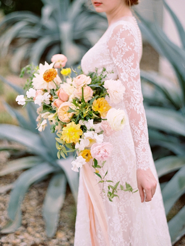 Picture Of lovely peach and yellow wedding inspiration  12