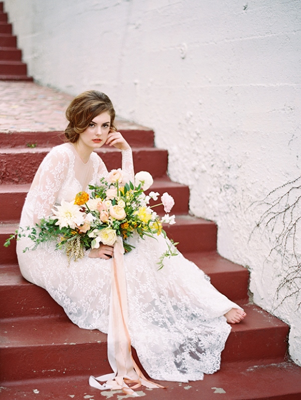 Picture Of lovely peach and yellow wedding inspiration  4