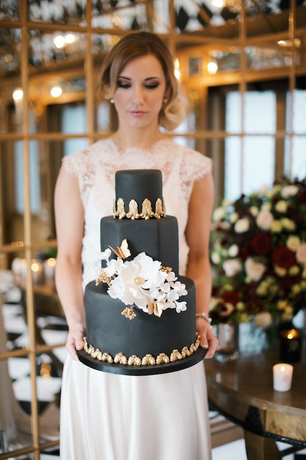 Luxurious and glam black and gold wedding shoot  1