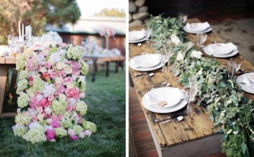 a lush neutral and pink floral garland and a lush greenery one - choose what you like and what matches your decor