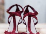 suede marsala strappy wedding shoes are lovely and chic and will add a touch of bold color to your outfit