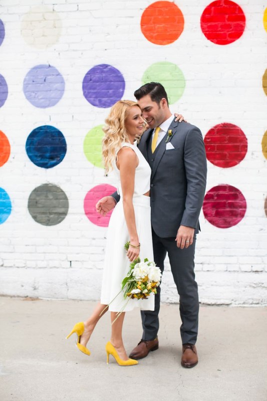 Modern and colorful wedding styled shoot at an industrial loft  10