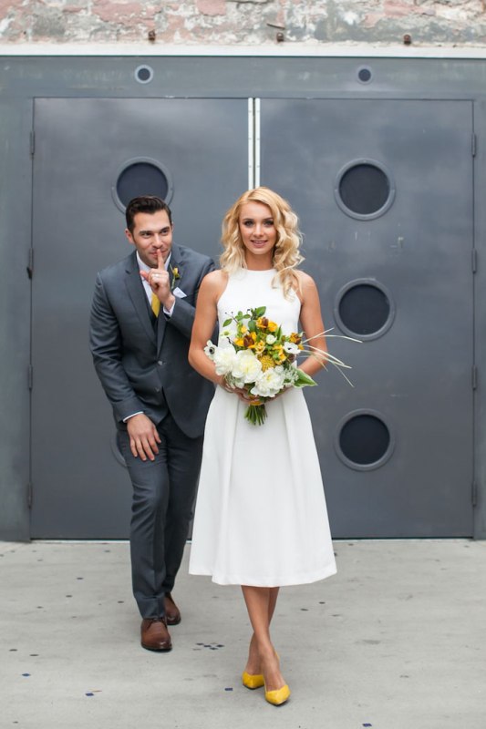 Modern and colorful wedding styled shoot at an industrial loft  5