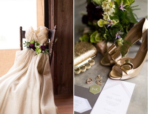 Modern Ivory, Gold And Plum Fall Wedding Inspiration