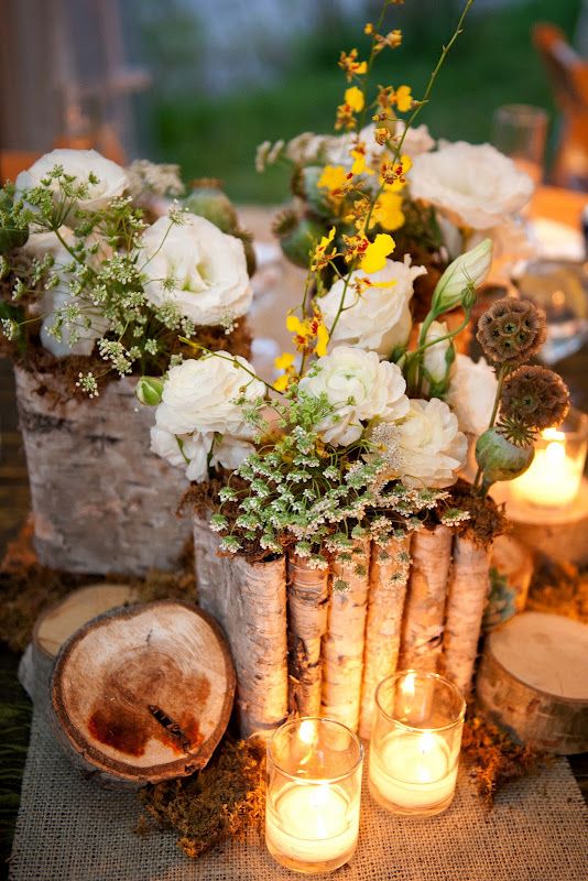 Picture Of naturally charming woodland wedding centerpieces  21