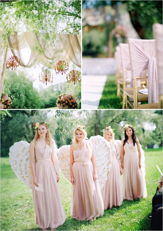 Picture Of pink and gold angelic themed wedding inspiration  10