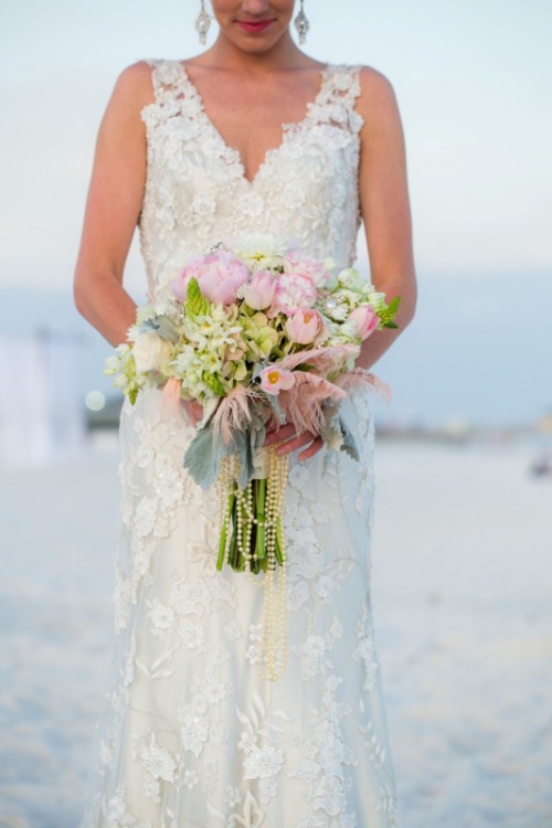 Pink And Silver Glamorous Great Gatsby Wedding Inspiration On The Beach