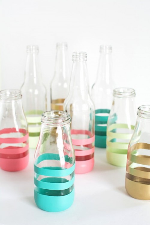 Pretty DIY Painted Bottles To Brighten Your Wedding Table