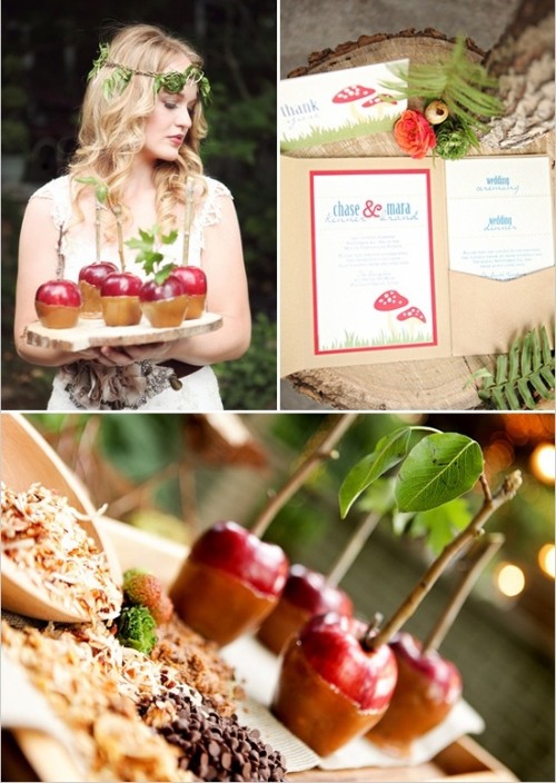 a fall woodland wedding treat - candied apples is a cool idea for any fall wedding including a woodland one