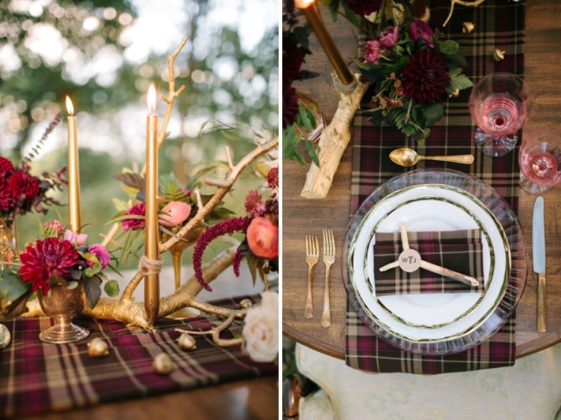 Purple And Burgundy Fall Woodland Wedding Inspiration