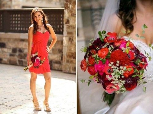 Red Pink And Gold Wedding On A Rainy Day