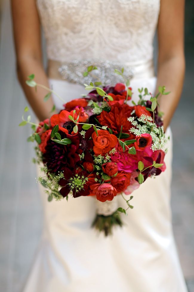 Red Pink And Gold Wedding On A Rainy Day