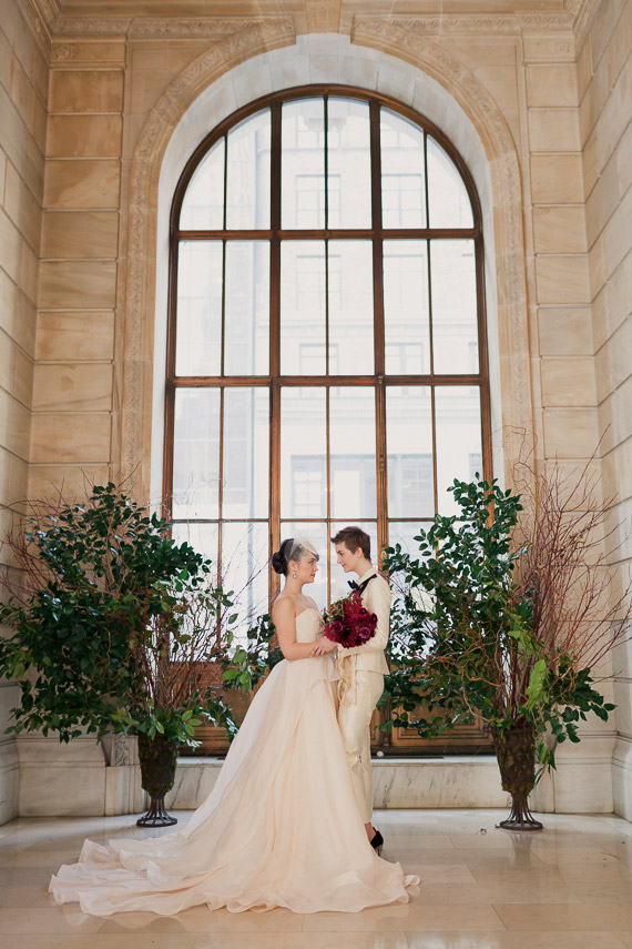 Picture Of refined same sex winter wedding in new york public library  17