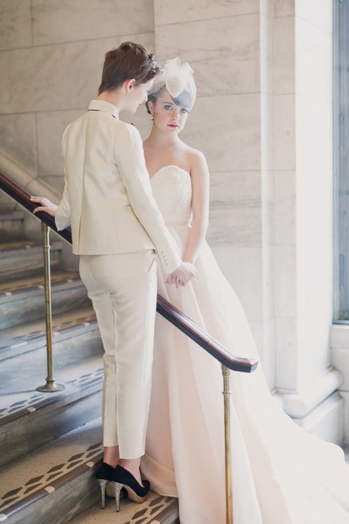 Refined Same Sex Winter Wedding In New York Public Library