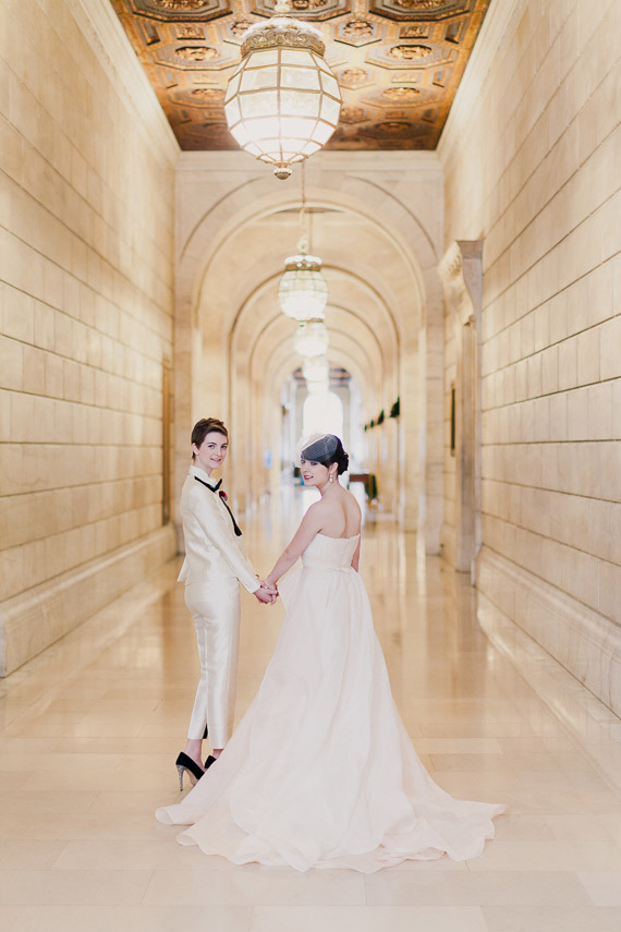 Picture Of refined same sex winter wedding in new york public library  8
