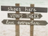 a relaxed wood plank sign is necessary for a beach wedding, and you can easily DIY it