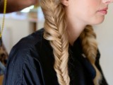 Romantic And Messy Diy Fishtail Braid Wedding Hairstyle