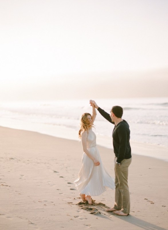Picture Of romantic and relaxed beach engagement session  2